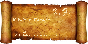 Kuhár Ferenc névjegykártya