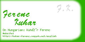 ferenc kuhar business card
